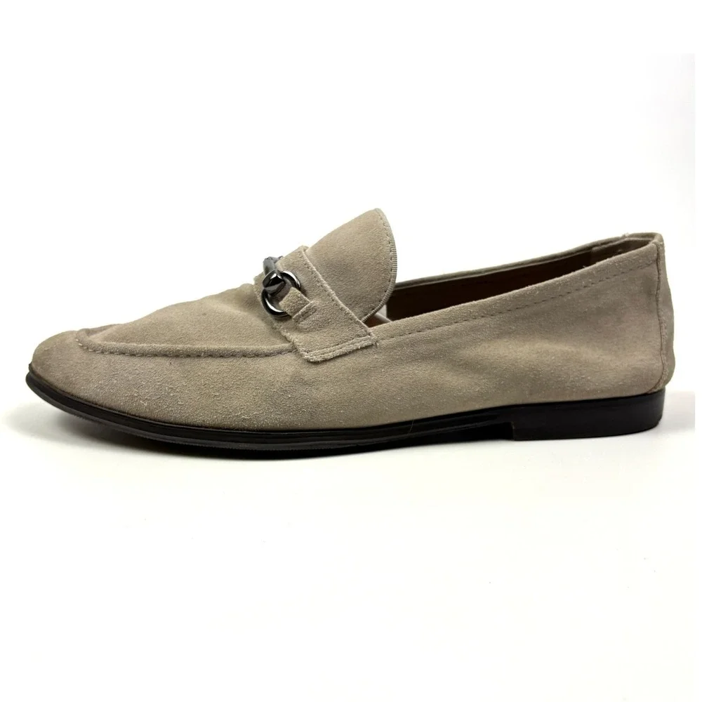 Aldo Traveller Bit Loafers Mens Sz 10.5 Light Grey Suede Dress Casual Minimalist